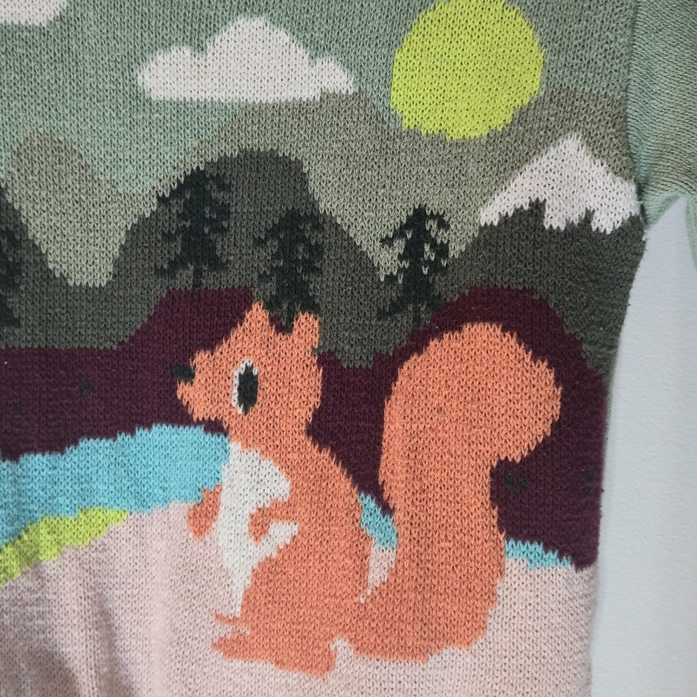 H&M Size 3/4T Squirrel Mountain Knit Sweater Cotton Kids Toddler Pullover Top - Picture 3 of 9